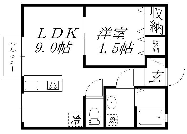 アービル篠原B(1LDK/2階)の間取り写真