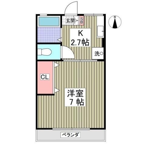 カトレアA荘(1K/2階)の間取り写真