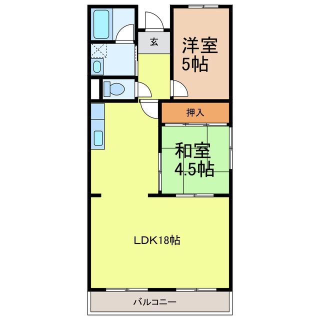 ヴェルドミール(2LDK/2階)の間取り写真