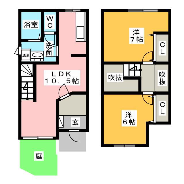 イルマーレ A(2LDK/1階)の間取り写真