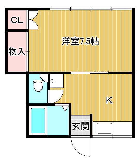 コーポひまわり(1K/2階)の間取り写真