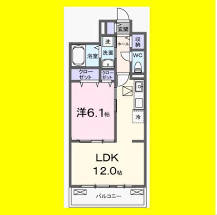 ボナミ B(1LDK/1階)の間取り写真