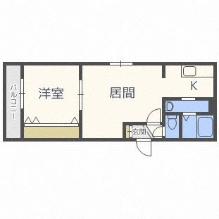 トールシダース(1LDK/2階)の間取り写真