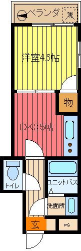 エーデルブルーメNO.10(1K/1階)の間取り写真