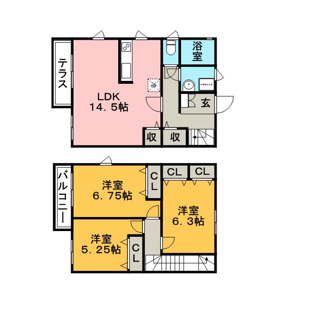 エスポワールうめみつ(3LDK/1階)の間取り写真