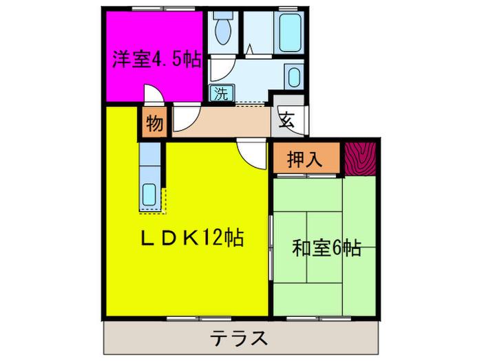 ベルハート(2LDK/1階)の間取り写真
