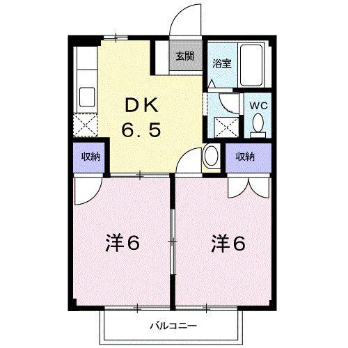 オリーブ滝沢(2DK/2階)の間取り写真