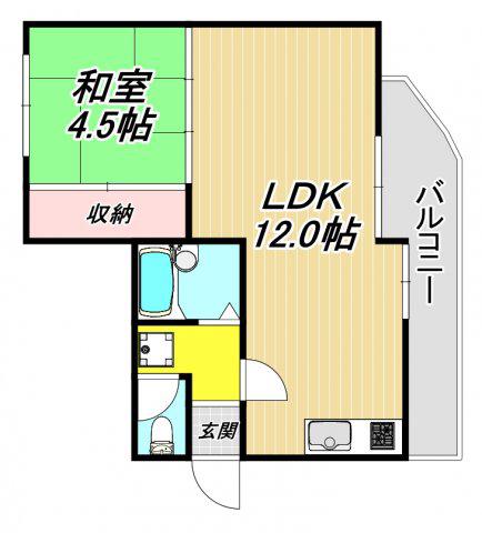 ロイヤルメゾン塚口V(1LDK/1階)の間取り写真