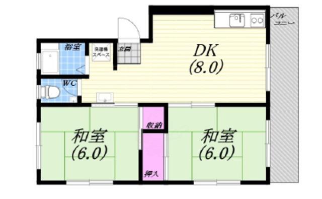 わしおマンション(2DK/3階)の間取り写真