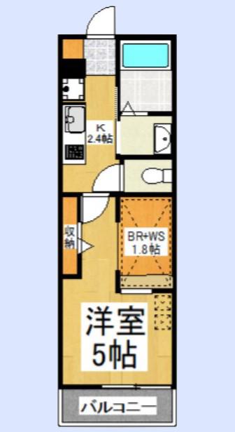 ヴィラージュ(1K/1階)の間取り写真