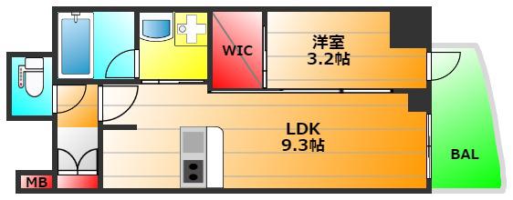セレニテ堺筋本町リアン(1LDK/12階)の間取り写真