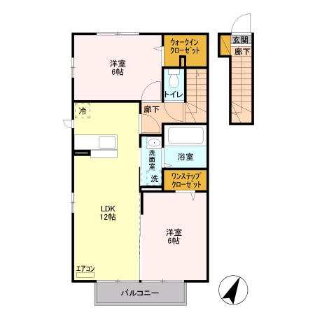 エーデルⅡ(2LDK/2階)の間取り写真
