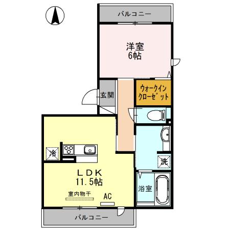 グランシャリオ(1LDK/1階)の間取り写真