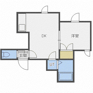 メトロサイドパレス南郷通(1DK/2階)の間取り写真