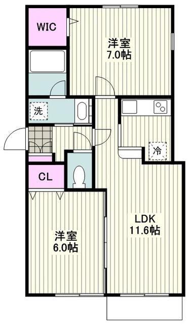 エオロ北寺尾(2LDK/1階)の間取り写真