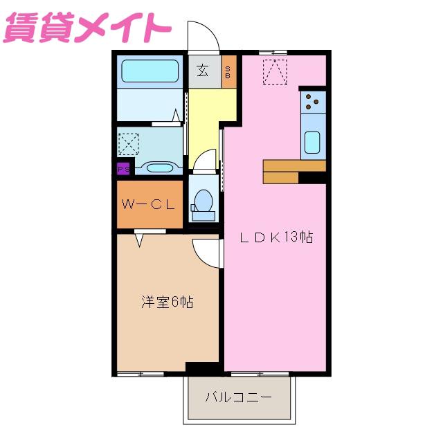 キートスマルカ A棟(1LDK/1階)の間取り写真