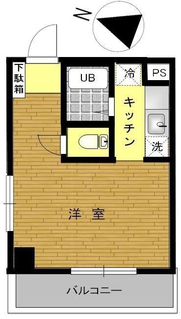 スカイピアイースト(1K/3階)の間取り写真