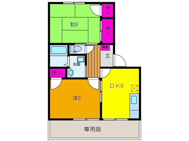 ドリームタウン吉田II(2DK/1階)の間取り写真