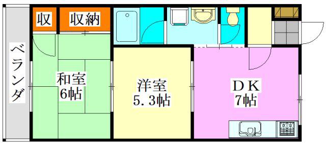 アベニュー茶々(2DK/2階)の間取り写真