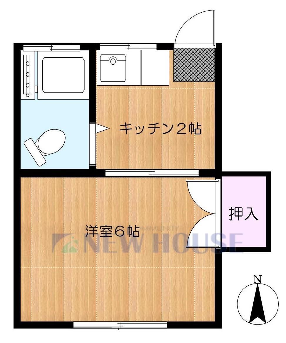 戸山フラッツ(1K/1階)の間取り写真