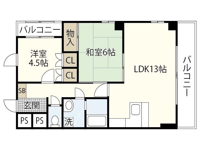 GH COURT 1ST(2LDK/3階)の間取り写真