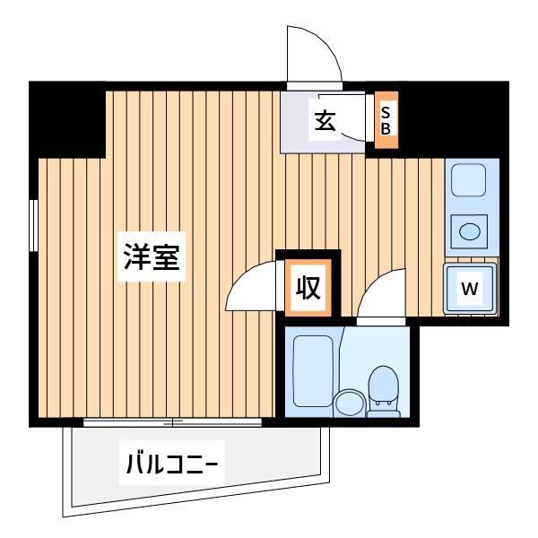 サンウィスタリア(ワンルーム/2階)の間取り写真