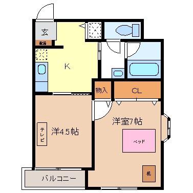 グランディオーゼナガノ(2K/3階)の間取り写真