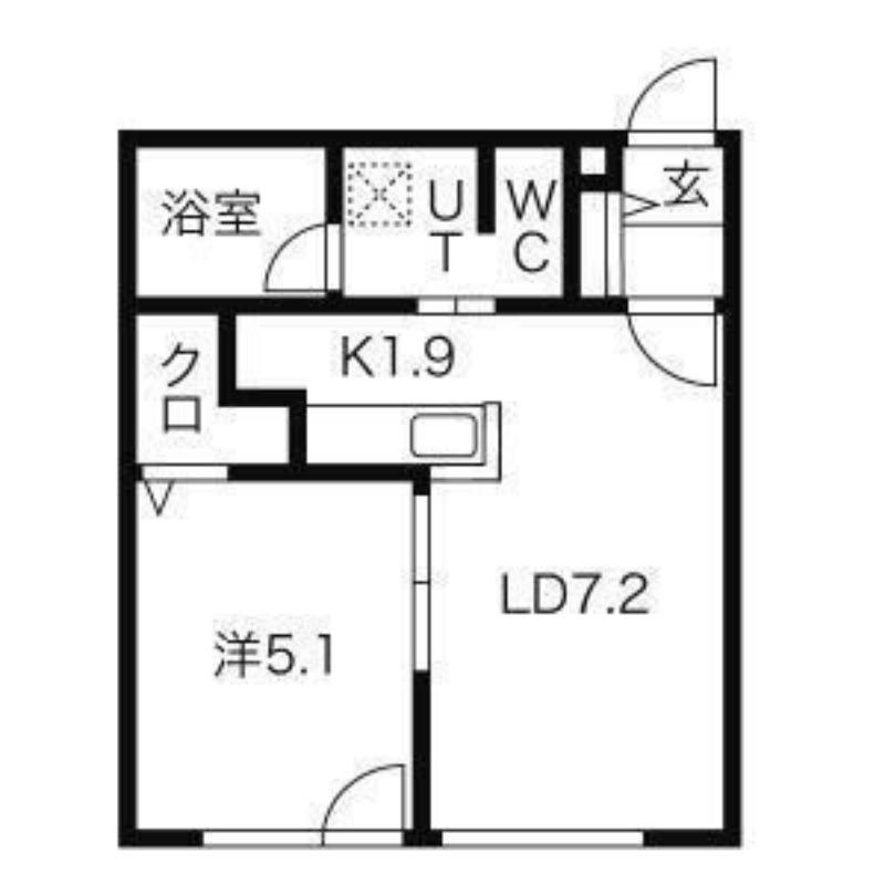 AQUAGARDEN平岸ウエスト(1LDK/2階)の間取り写真