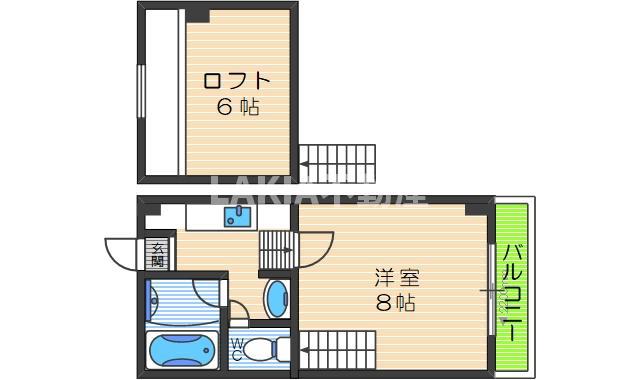 カーサ東住吉(1K/3階)の間取り写真