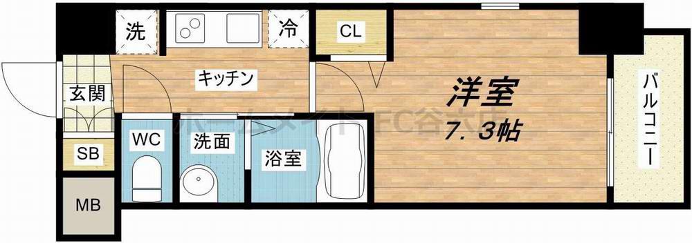 TLRレジデンス本町ウエスト(1K/13階)の間取り写真