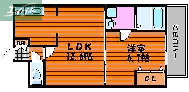 FLATS豊成(1LDK/2階)の間取り写真