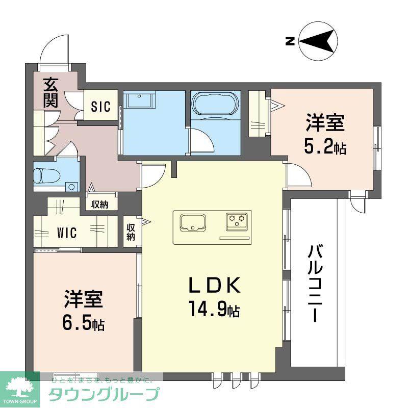 ブラッサムガーデン武蔵小杉(2LDK/2階)の間取り写真