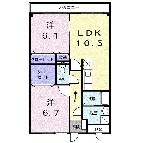 ジェモー(2LDK/2階)の間取り写真