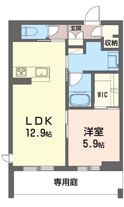 プレディーナ武蔵浦和(1LDK/1階)の間取り写真