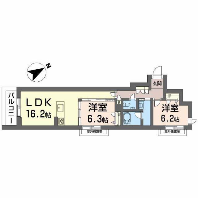 ラウンドアバウト安城(2LDK/2階)の間取り写真
