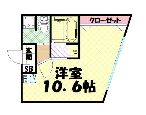 藤田ビル(ワンルーム/2階)の間取り写真