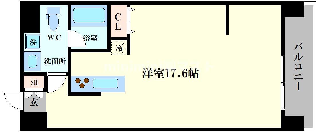 エスポアール江戸堀(ワンルーム/2階)の間取り写真