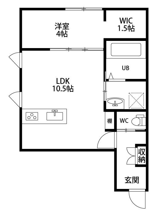 ブローテ万代(1LDK/2階)の間取り写真