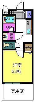 ファインコートⅡ番館(1K/1階)の間取り写真