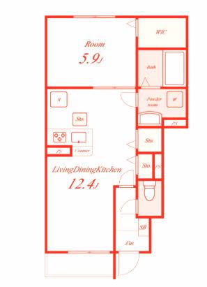 LILY MORE COURT(1LDK/1階)の間取り写真