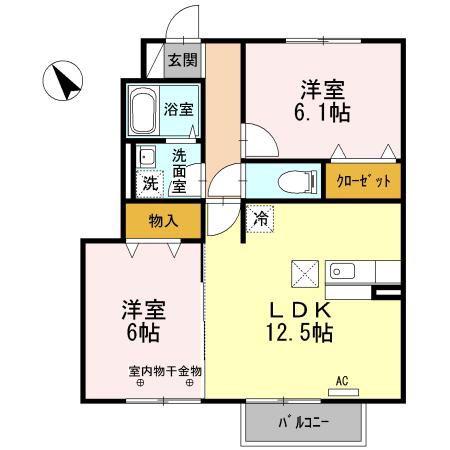 D-ROOM平野(2LDK/1階)の間取り写真