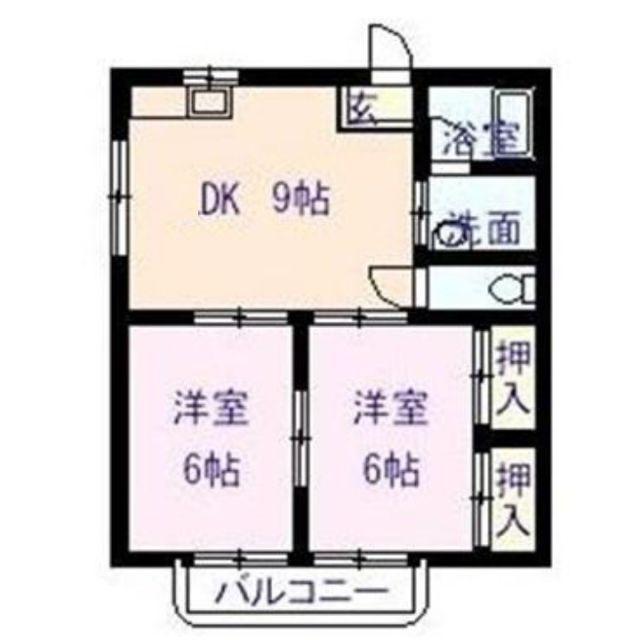 ハイツオガワ引野(2DK/2階)の間取り写真