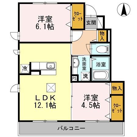 ラッキーベルA103(2LDK/1階)の間取り写真