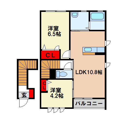 シャーメゾン御所ノ内(2LDK/2階)の間取り写真