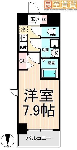 メイクス新栄(1K/6階)の間取り写真