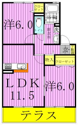 ヴィラ・エスペランサA棟(2LDK/1階)の間取り写真