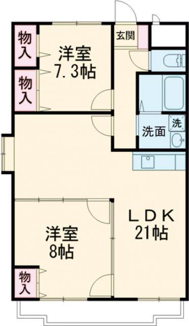 ウィンフィールド曙(2LDK/3階)の間取り写真