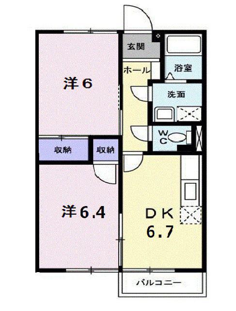 エステート高木(2DK/2階)の間取り写真