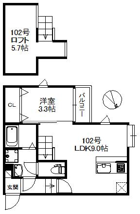 サニーハピネス(1LDK/1階)の間取り写真