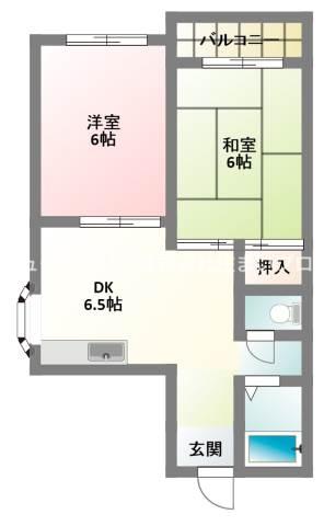 第3マンション(2DK/4階)の間取り写真